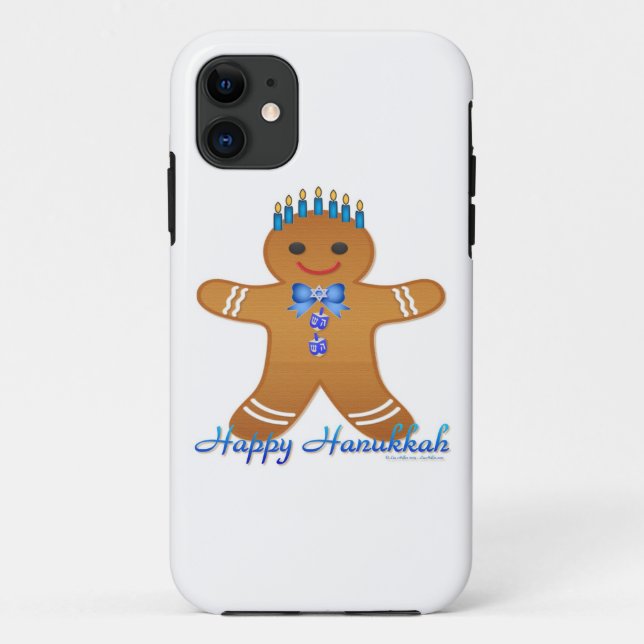 Happy Hanukkah Gingerbread Man Menorah Case-Mate iPhone Case (Back)
