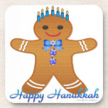Happy Hanukkah Gingerbread Man Menorah Coaster<br><div class="desc">You are viewing The Lee Hiller Design Collection. Apparel,  Gifts & Collectibles Lee Hiller Photography or Digital Art Collection. You can view her Nature photography at http://HikeOurPlanet.com/ and follow her hiking blog within Hot Springs National Park.</div>