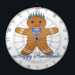 Happy Hanukkah Gingerbread Man Menorah Dartboard<br><div class="desc">You are viewing The Lee Hiller Design Collection. Apparel,  Gifts & Collectibles Lee Hiller Photography or Digital Art Collection. You can view her Nature photography at http://HikeOurPlanet.com/ and follow her hiking blog within Hot Springs National Park.</div>