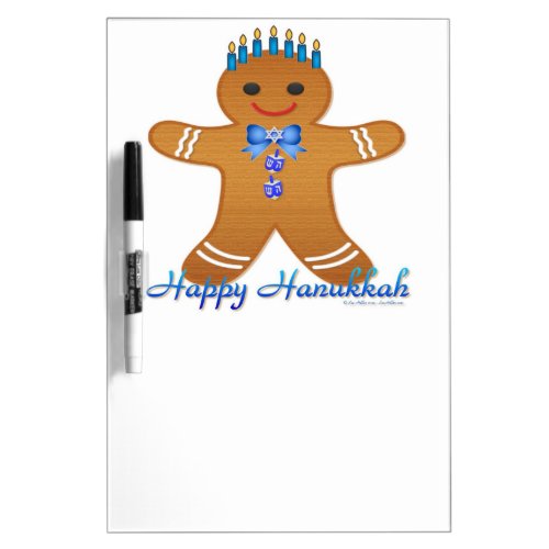Happy Hanukkah Gingerbread Man Menorah Dry Erase Board