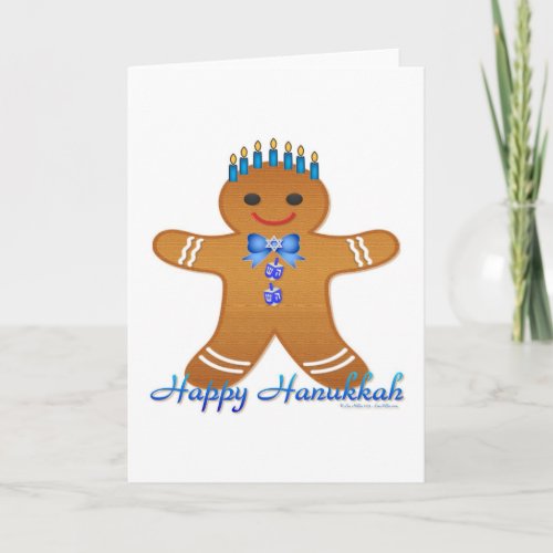 Happy Hanukkah Gingerbread Man Menorah Holiday Card
