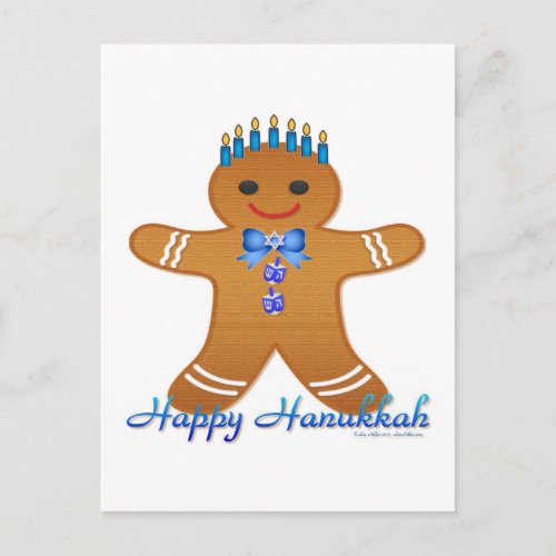 Happy Hanukkah Gingerbread Man Menorah Holiday Postcard