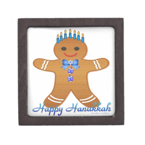 Happy Hanukkah Gingerbread Man Menorah Jewelry Box
