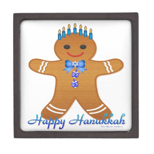 Happy Hanukkah Gingerbread Man Menorah Jewelry Box