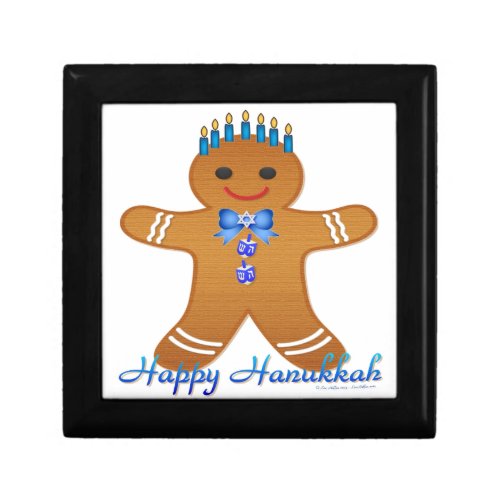 Happy Hanukkah Gingerbread Man Menorah Keepsake Box