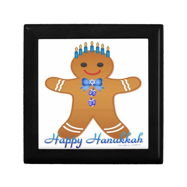 Happy Hanukkah Gingerbread Man Menorah Keepsake Box (Front)