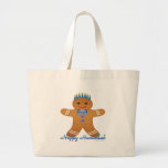 Happy Hanukkah Gingerbread Man Menorah Large Tote Bag<br><div class="desc">You are viewing The Lee Hiller Design Collection. Apparel,  Gifts & Collectibles Lee Hiller Photography or Digital Art Collection. You can view her Nature photography at http://HikeOurPlanet.com/ and follow her hiking blog within Hot Springs National Park.</div>