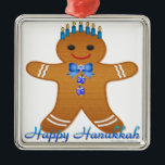 Happy Hanukkah Gingerbread Man Menorah Metal Ornament<br><div class="desc">You are viewing The Lee Hiller Design Collection. Apparel,  Gifts & Collectibles Lee Hiller Photography or Digital Art Collection. You can view her Nature photography at http://HikeOurPlanet.com/ and follow her hiking blog within Hot Springs National Park.</div>