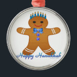 Happy Hanukkah Gingerbread Man Menorah Metal Ornament<br><div class="desc">You are viewing The Lee Hiller Design Collection. Apparel,  Gifts & Collectibles Lee Hiller Photography or Digital Art Collection. You can view her Nature photography at http://HikeOurPlanet.com/ and follow her hiking blog within Hot Springs National Park.</div>