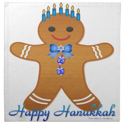 Happy Hanukkah Gingerbread Man Menorah Napkin