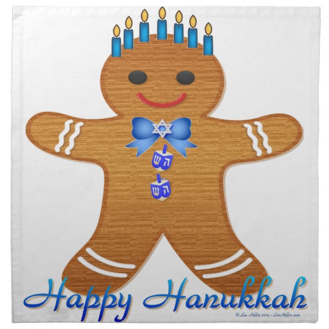 Happy Hanukkah Gingerbread Man Menorah Napkin (Front)