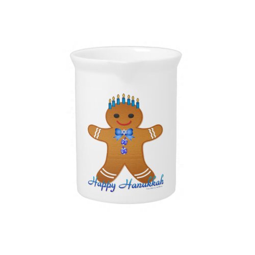 Happy Hanukkah Gingerbread Man Menorah Pitcher
