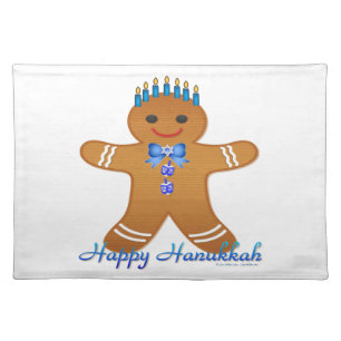 Happy Hanukkah Gingerbread Man Menorah Placemat
