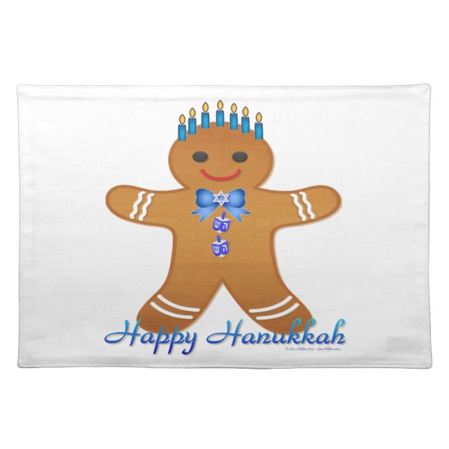Happy Hanukkah Gingerbread Man Menorah Placemat (Front)