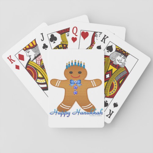 Happy Hanukkah Gingerbread Man Menorah Poker Cards