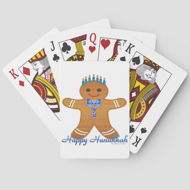 Happy Hanukkah Gingerbread Man Menorah Poker Cards (Back)