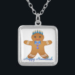 Happy Hanukkah Gingerbread Man Menorah Silver Plated Necklace<br><div class="desc">You are viewing The Lee Hiller Design Collection. Apparel,  Gifts & Collectibles Lee Hiller Photography or Digital Art Collection. You can view her Nature photography at http://HikeOurPlanet.com/ and follow her hiking blog within Hot Springs National Park.</div>
