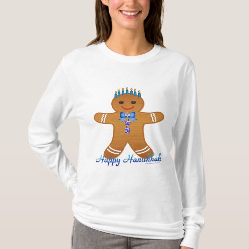 Happy Hanukkah Gingerbread Man Menorah T_Shirt