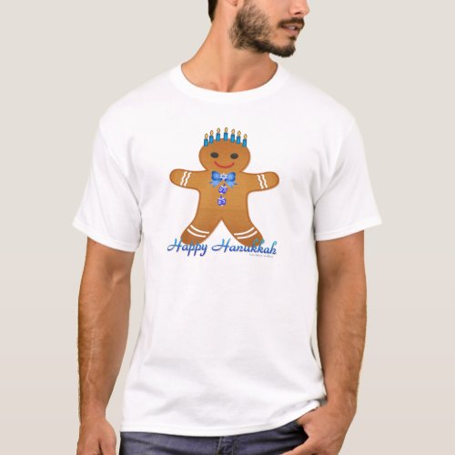 Happy Hanukkah Gingerbread Man Menorah T_Shirt