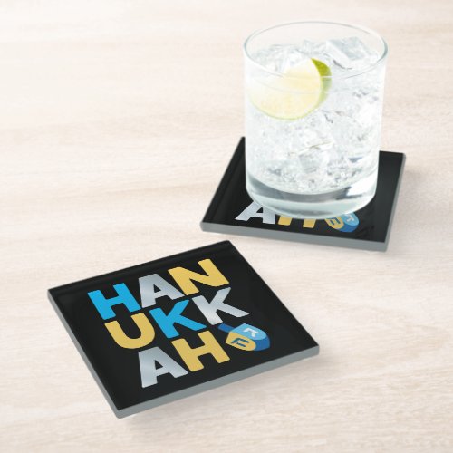 Happy Hanukkah Glass Coaster