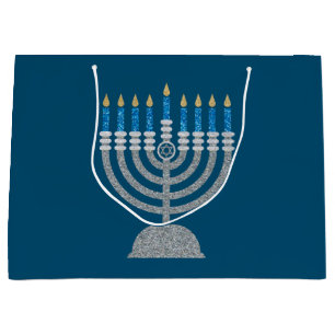 Happy Hanukkah Glitter Large Gift Bag
