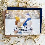 Happy Hanukkah | Glitz Faux Glitter Photo Overlay Holiday Card<br><div class="desc">Affordable custom printed holiday photo cards with simple templates for customization. This chic modern design has a faux glitter confetti border and stylish calligraphy text. The wording says "Happy Hanukkah". Personalize it with your photos and add your family name and the year. Reverse side has space for additional photos and...</div>
