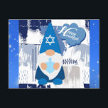 Happy Hanukkah Gnome Dreidel Cute Blue Postcard<br><div class="desc">Spread some holiday cheer this year with this blue happy Hanukkah postcard featuring a cute gnome holding a dreidel and wearing a hat with the star of David on it!</div>