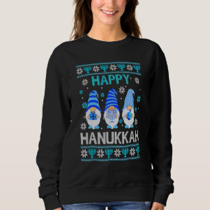 Happy Hanukkah Gnome Gnomies Menorah Pajama Ugly 1 Sweatshirt