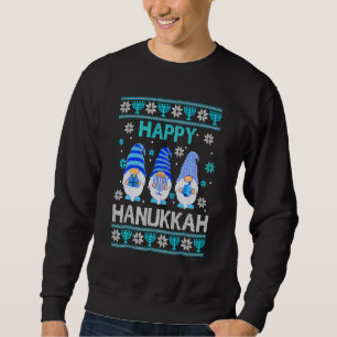 Happy Hanukkah Gnome Gnomies Menorah Pajama Ugly 4 Sweatshirt