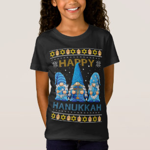 Happy Hanukkah Gnome Gnomies Menorah Pajama Ugly S T-Shirt