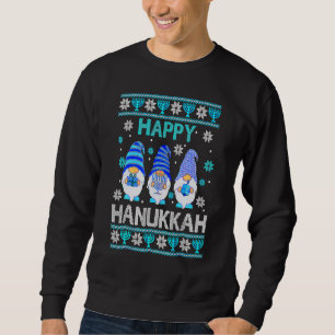 Happy Hanukkah Gnome Gnomies Menorah Pajama Ugly Sweatshirt
