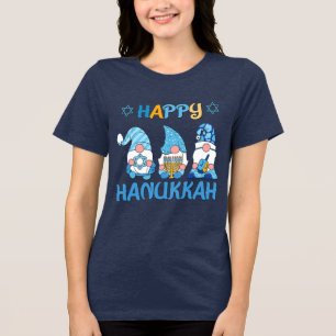 Happy Hanukkah Gnomes Dreidel Menorah Tri-Blend Shirt