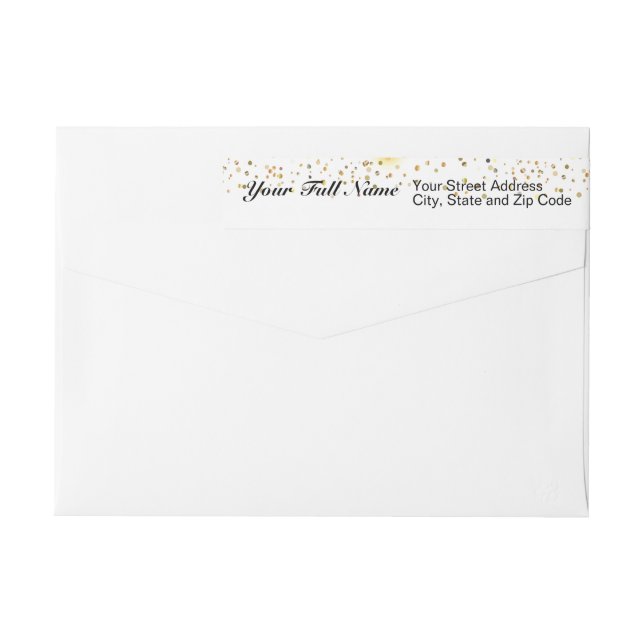 Happy Hanukkah Gold Confetti Bokeh Lights Pattern Wrap Around Label (Back)