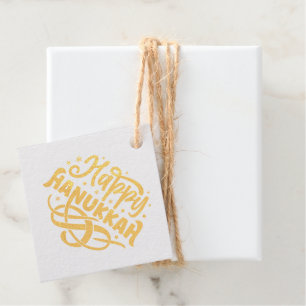 Happy Hanukkah Gold Foil Favor Tags