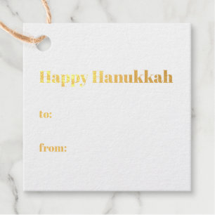 Happy Hanukkah gold foil to from modern stripes Favor Tags