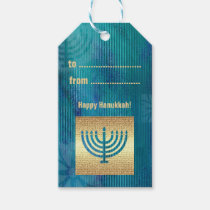 Happy Hanukkah. Gold Menorah Custom  Gift Tags