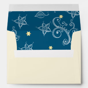 Happy Hanukkah. Gold Menorah & Floral Pattern Envelope