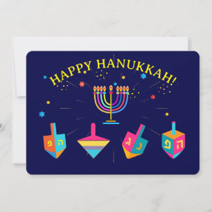 Happy Hanukkah Gold Menorah Jewish Holiday