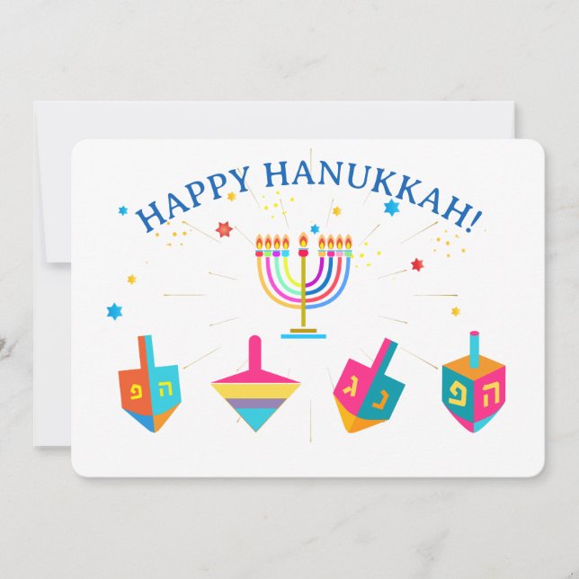 Happy Hanukkah Gold Menorah Jewish Holiday Card (Front)