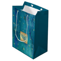 Happy Hanukkah. Gold Menorah  Medium Gift Bag