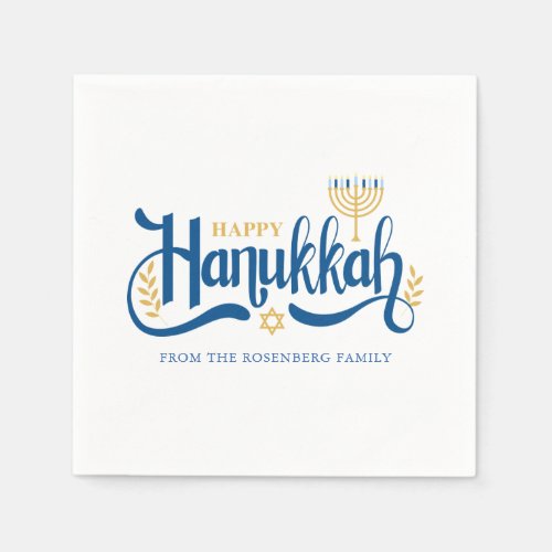 Happy Hanukkah  Gold Menorah Napkins