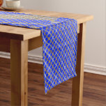 Happy Hanukkah Gold, Silver, and Blue Laced Short Table Runner
