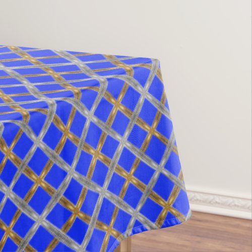 Happy Hanukkah Gold Silver and Blue Laced Tablecloth