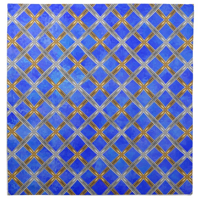 Happy Hanukkah Gold, Silver, and White Laced Cloth Napkin (Front)