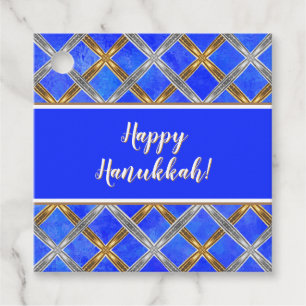 Happy Hanukkah Gold, Silver, and White Laced Favor Tags