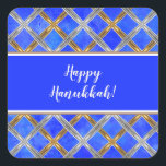 Happy Hanukkah Gold, Silver, and White Laced Square Sticker<br><div class="desc">An elegant, classic combined seamless design to enhance your gift décor or greeting cards for Jewish holidays. These are wonderful and stylish accents to help set the mood of your entertaining and party experience. You can also use this stylish design to celebrate New Year's, weddings, and anniversaries by changing the...</div>