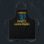 Happy Hanukkah Gold Teal Menorah Apron<br><div class="desc">Happy Hanukkah Gold Teal Menorah Apron</div>