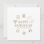 Happy Hanukkah gold white custom family name card<br><div class="desc">Happy Hanukkah,  customize family name greeting card.
Happy Hanukkah,  Happy Chanukah,  Hanukkah Sameach!,  Chag Sameach!,  Chag Urim Sameach!
faux gold and white</div>