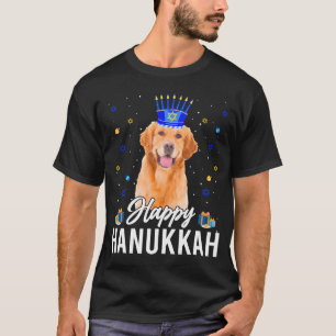 Happy Hanukkah Golden Retriever Menorah Hat T-Shirt