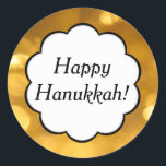 Happy Hanukkah - Golden Sticker<br><div class="desc">Ornaart design. Happy Hanukkah - Golden Sticker</div>